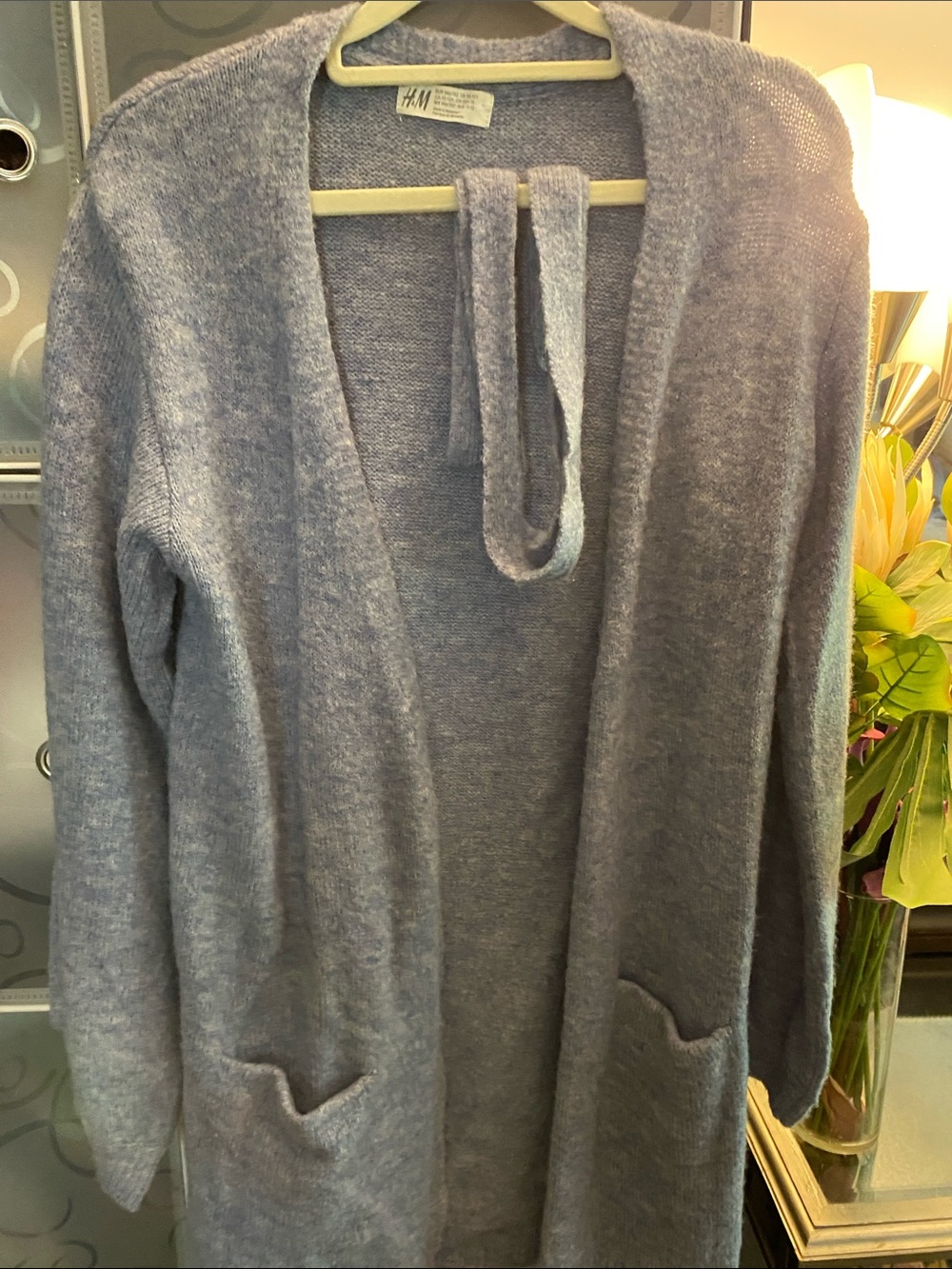 H&M Sky Blue Open Front Women's Cardigan with Belt